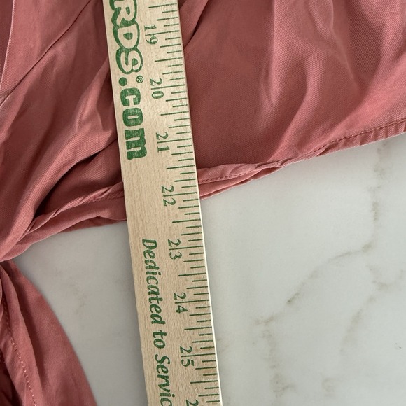 Sustainable Boxy Tencel Top S Pink Cuff Sleeve Button Back Tie Front Minimalist - Picture 11 of 12